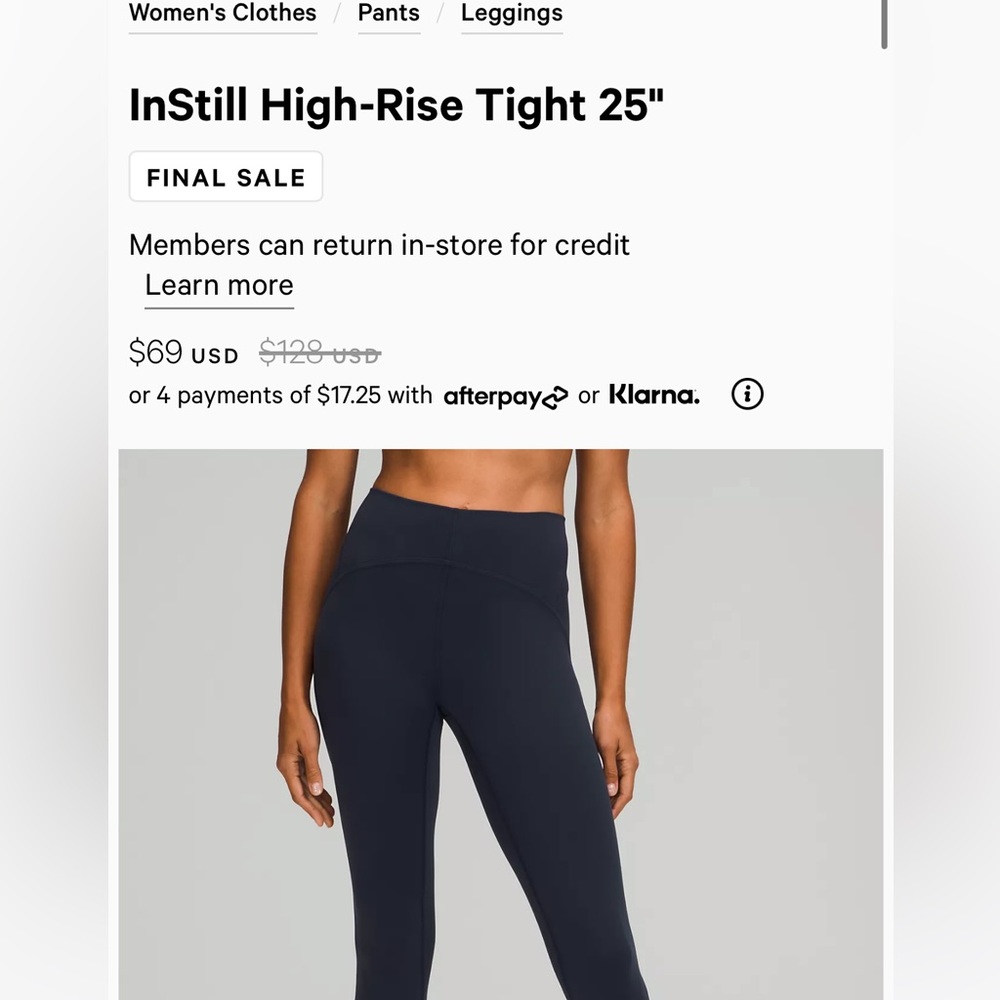 lululemon athletica InStill High-Rise Tight 25" - Black